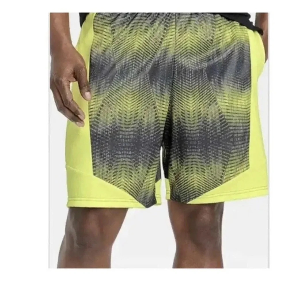 All in Motion Yellow and Black Athletic Shorts with Modern Gradient